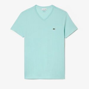 Lacoste || light green Short Men's Lightweight Pima Cotton V-Neck T-Shirt Sz M